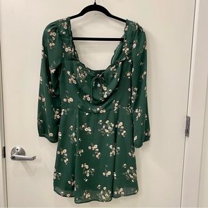 Abercrombie Green Floral Sweetheart Neckline Dress